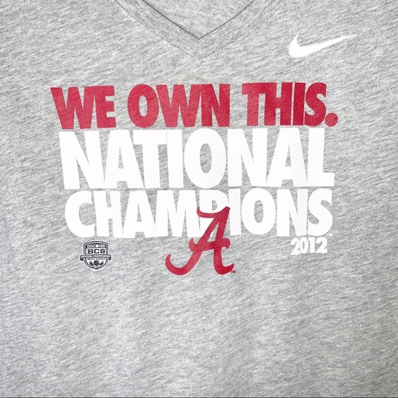 NIKE U of Alabama 2012 Championship V-Neck Tee L - Picture 2 of 6